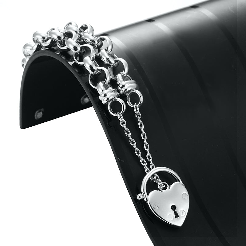 925 Sterling Silver Plated 10mm Belcher Chain Bracelet Featuring a Plain Locket - USA Made-3