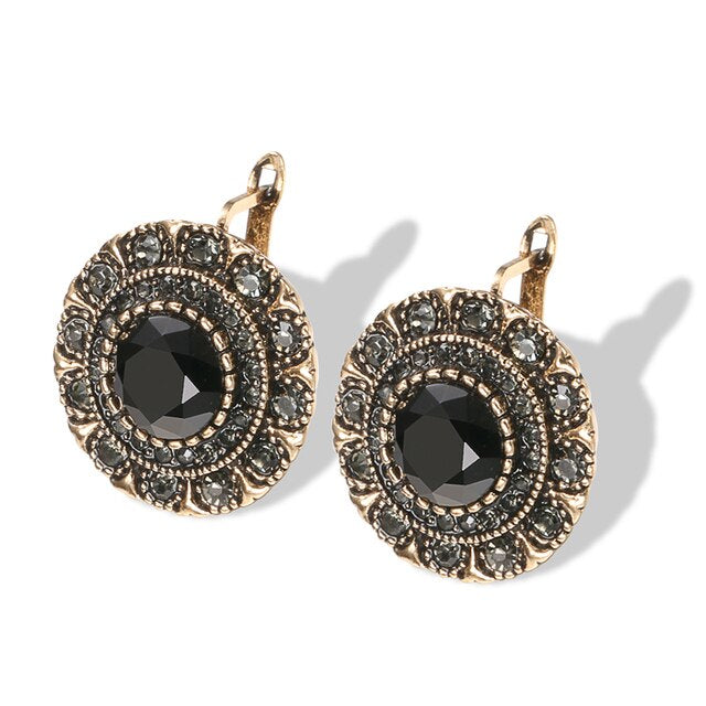 Vintage Antique Statement Black & Bronze Boho Earrings-0