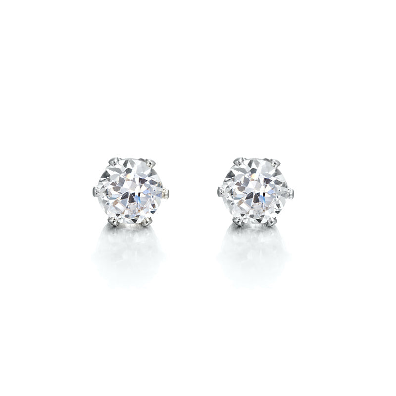 925 Sterling Silver Plated & Simulated Diamond Stud Earring - USA Made