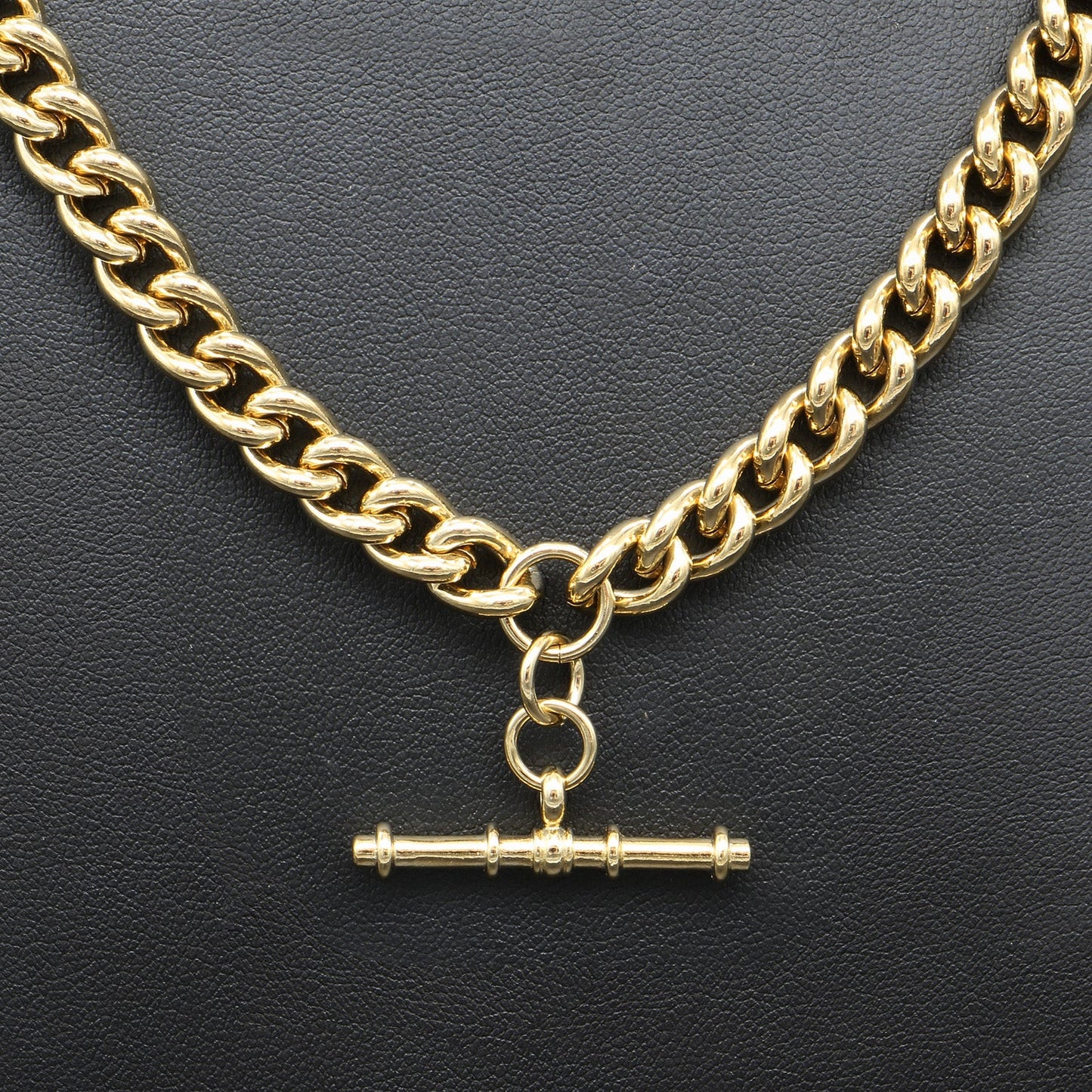 18ct Heavy Yellow Gold Plated Euro Chain Necklace with T Bar-1