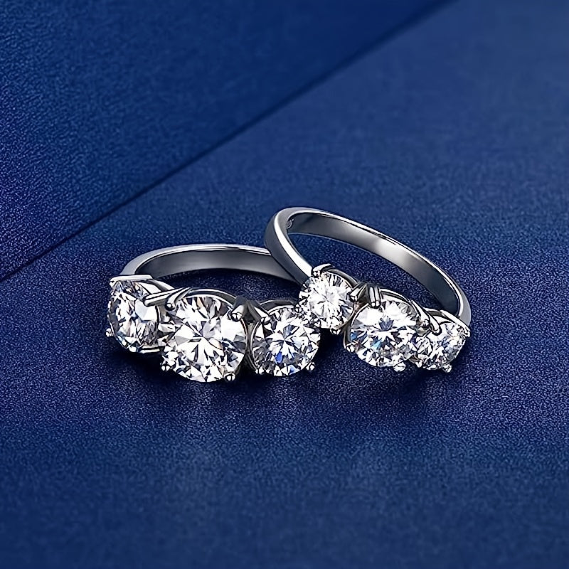 Sparkling 2/4ct Moissanite Promise Ring - Timeless 925 Sterling Silver Jewelry for Her - Ideal Engagement or Wedding Band - High-Quality Christmas Gift in Elegant Gift Box