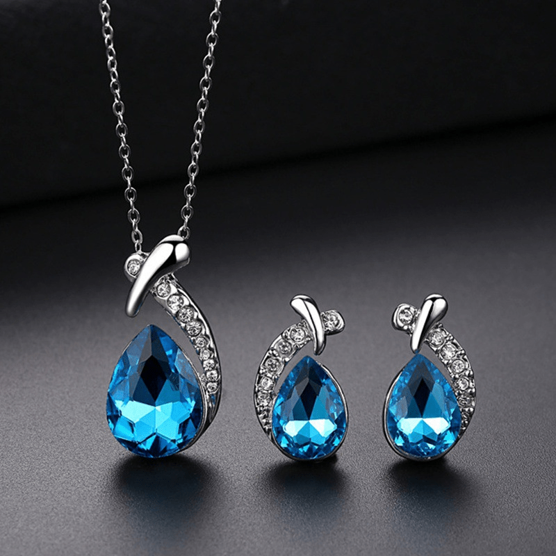 European And American Fashion Exquisite Mermaid Necklace Earrings Banquet Wedding Jewelry Set Temperament Necklace Earrings 2pcs Set Holiday Party Gift