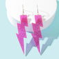 Sparkling Retro Party Acrylic Exaggerated Women Lightning Bolt Dangle Earrings-6