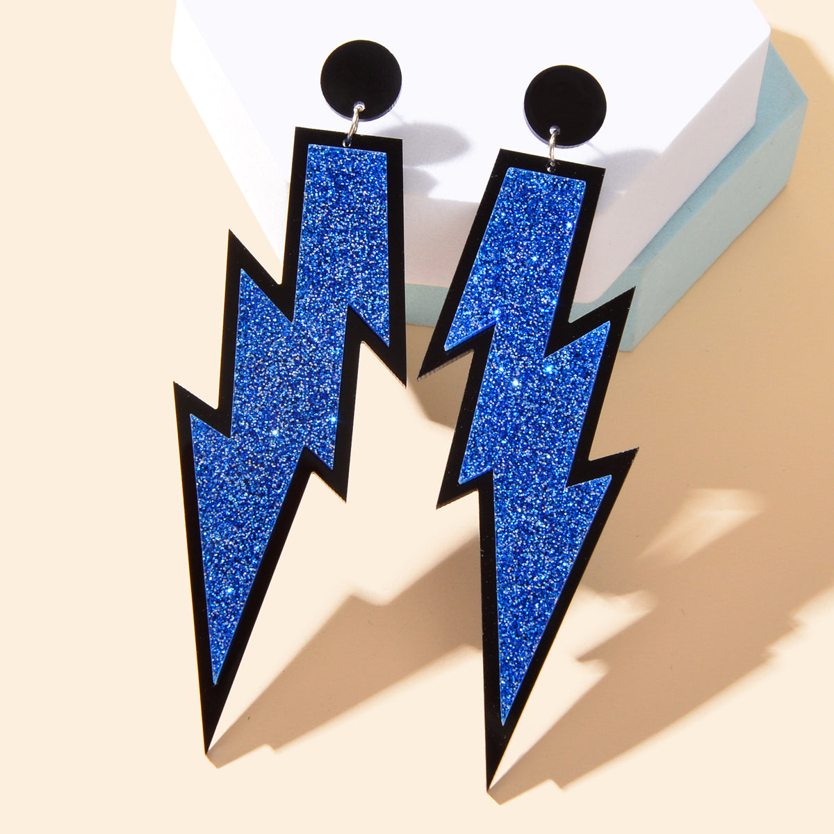 Sparkling Stylish Acrylic Lightning Statement Long Pendant Dangle Party Earrings-9