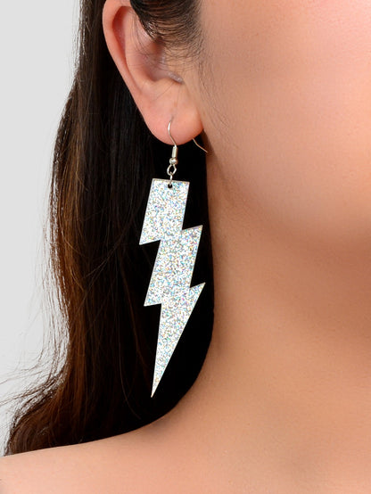 Sparkling Retro Party Acrylic Exaggerated Women Lightning Bolt Dangle Earrings-7