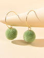 Trendy Accessories Women Dainty Gifts Khaki Green Ball Dangle Gold Hoop Earrings-0