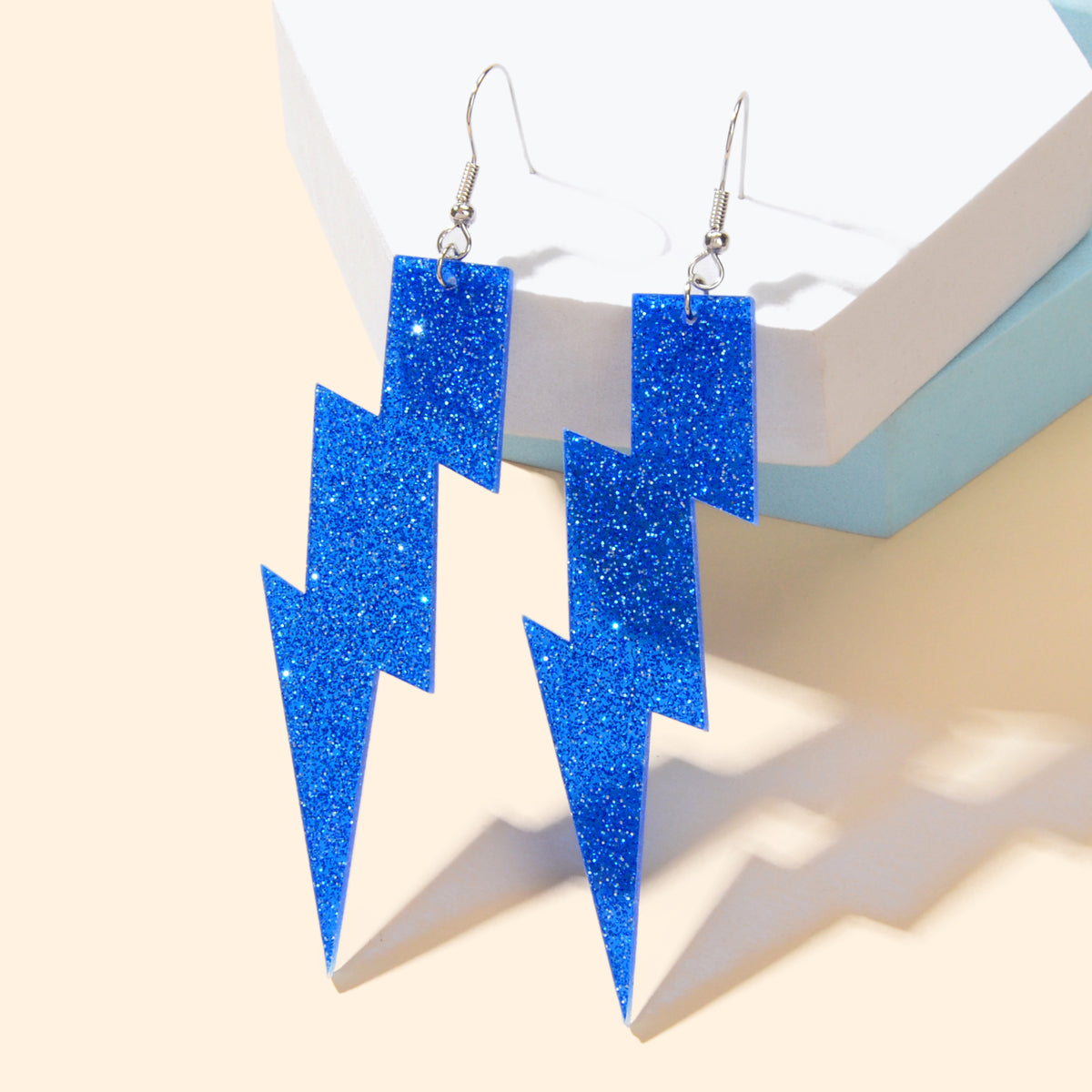 Sparkling Retro Party Acrylic Exaggerated Women Lightning Bolt Dangle Earrings-8