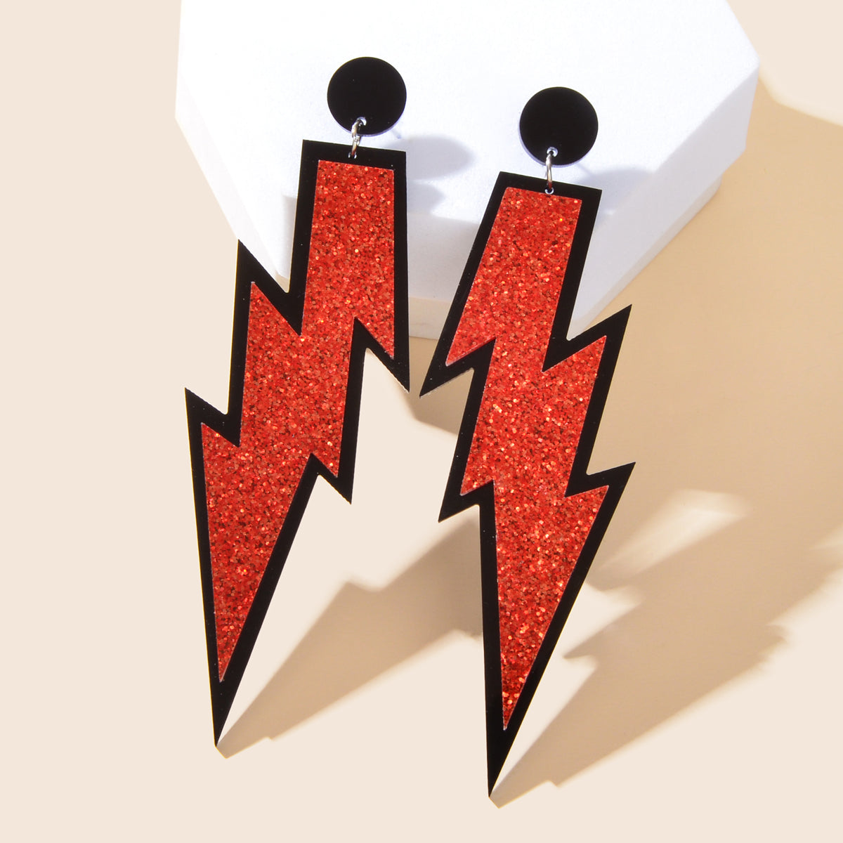 Sparkling Stylish Acrylic Lightning Statement Long Pendant Dangle Party Earrings-8