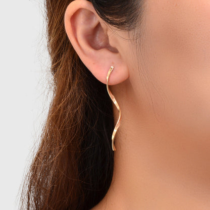 Gold Silver S Curve Geometric Stud Earrings Minimalist Fashion Accessories Gift-0