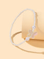 Ladies Jewellery Butterfly Decor Pearl Beads Retro Style Elastic Bracelet Bangle-0