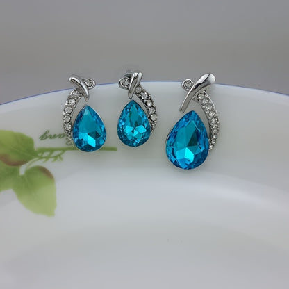 European And American Fashion Exquisite Mermaid Necklace Earrings Banquet Wedding Jewelry Set Temperament Necklace Earrings 2pcs Set Holiday Party Gift