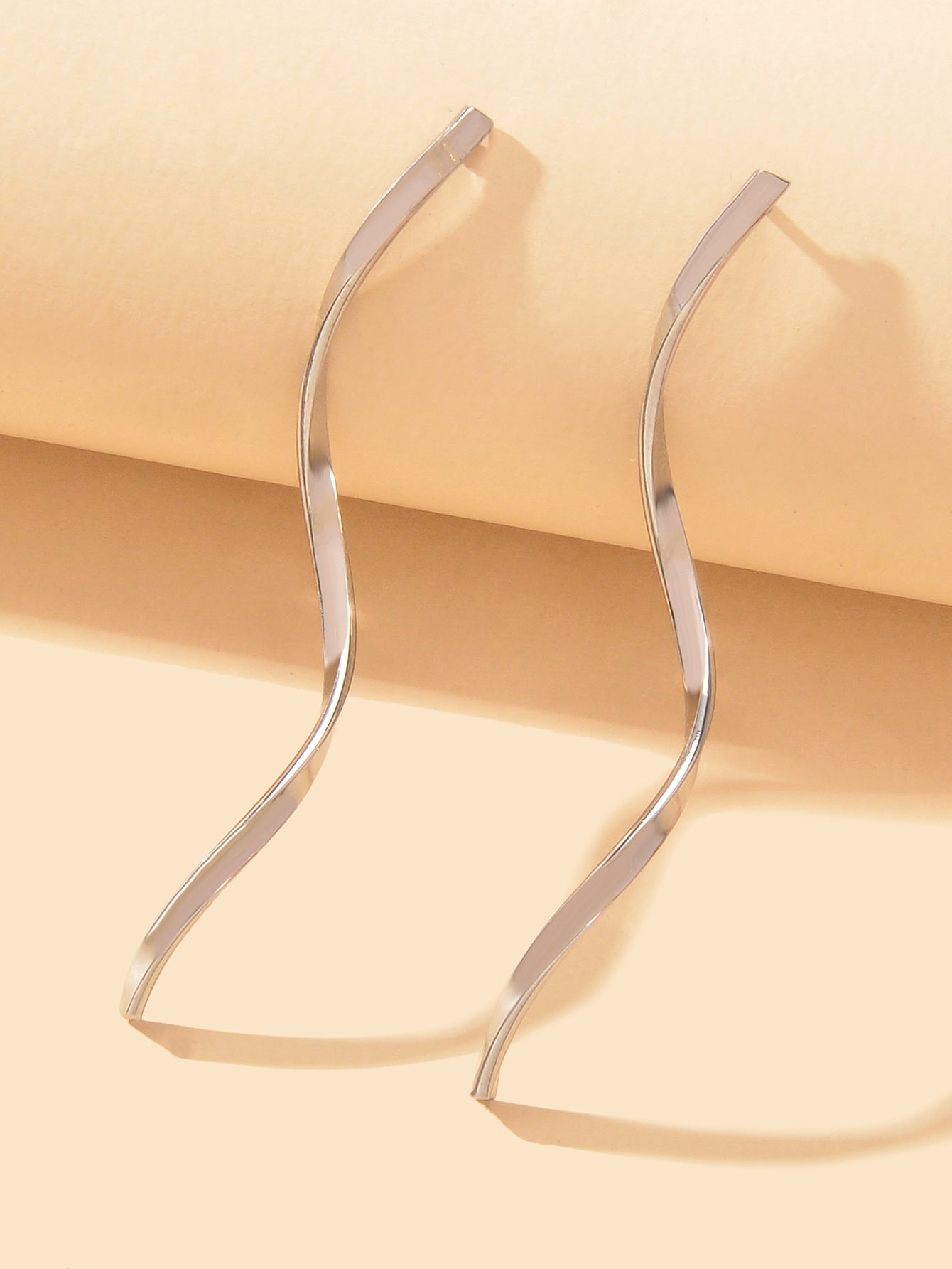 Gold Silver S Curve Geometric Stud Earrings Minimalist Fashion Accessories Gift-4