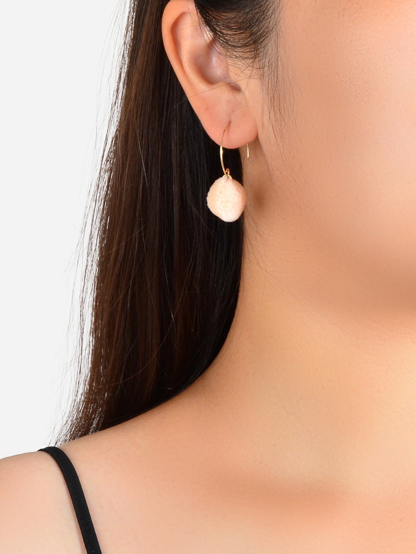 Trendy Accessories Women Dainty Gifts Khaki Green Ball Dangle Gold Hoop Earrings-4