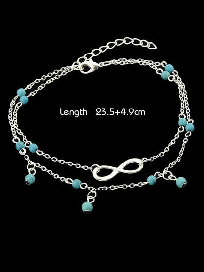 1 pc Double layer Chain Turquoise Infinity Anklet Barefoot Foot Beach Jewellery-1