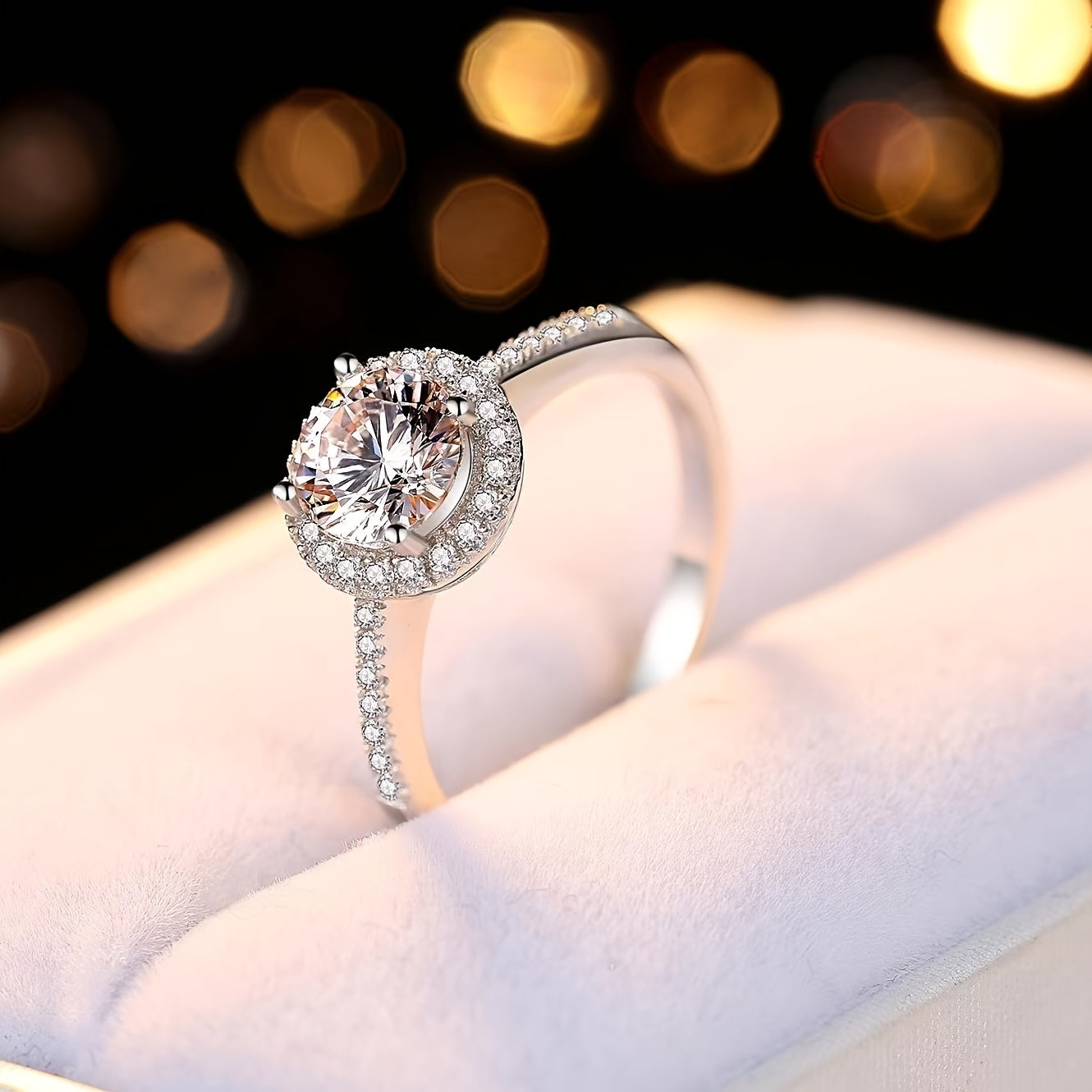 1/2ct Moissanite Ring 925 Sterling Silver Elegant Engagement Wedding Jewelry High Quality Christmas Birthday Gift For Your Lady