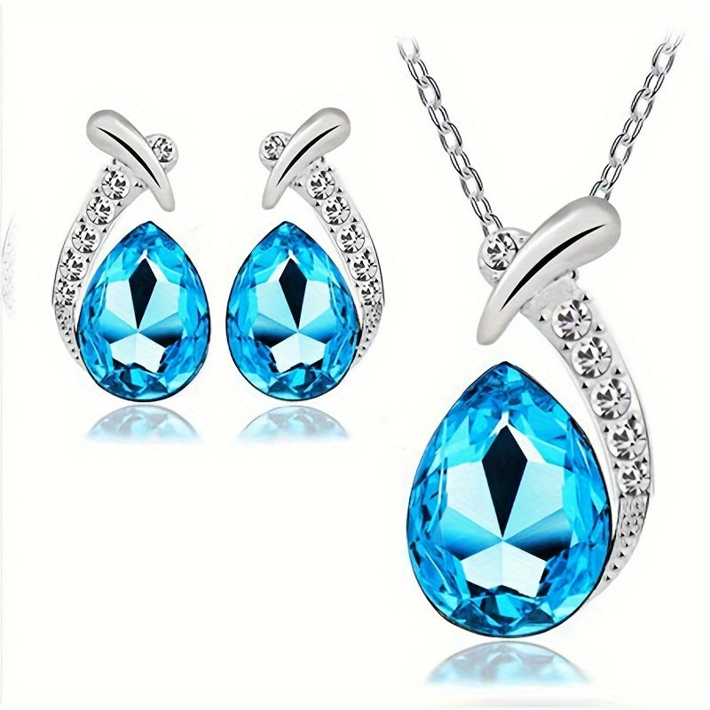 European And American Fashion Exquisite Mermaid Necklace Earrings Banquet Wedding Jewelry Set Temperament Necklace Earrings 2pcs Set Holiday Party Gift