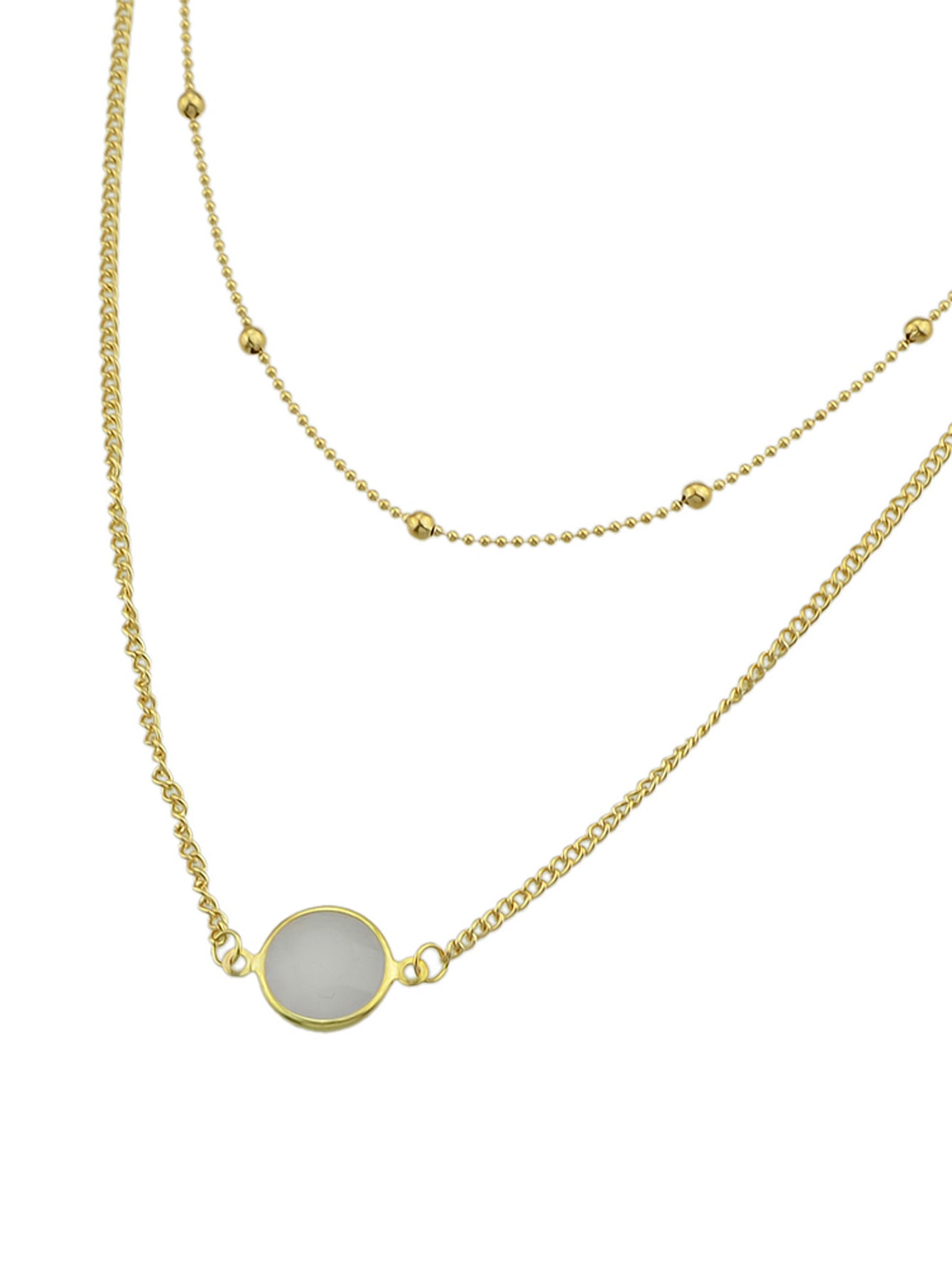 Boho Chic Double layer Gold Chain Round Charm Necklace Fashion Women Accessories-2