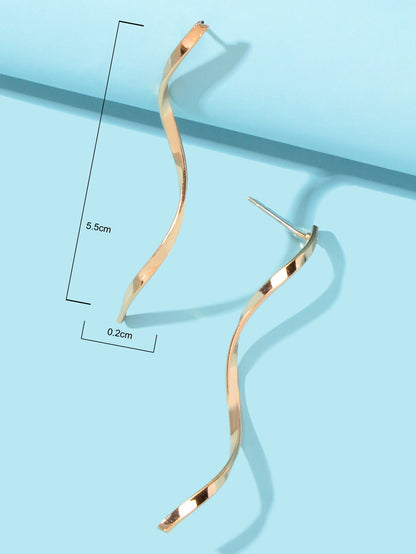 Gold Silver S Curve Geometric Stud Earrings Minimalist Fashion Accessories Gift-2