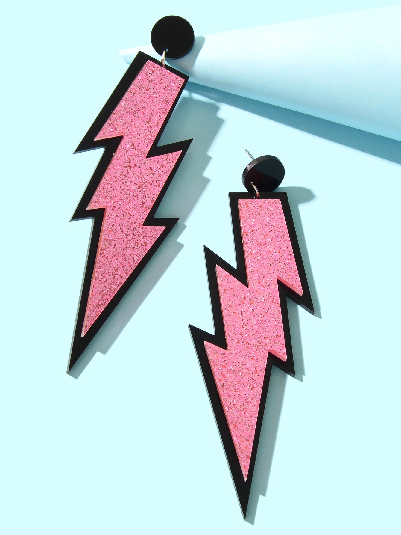 Sparkling Stylish Acrylic Lightning Statement Long Pendant Dangle Party Earrings-2