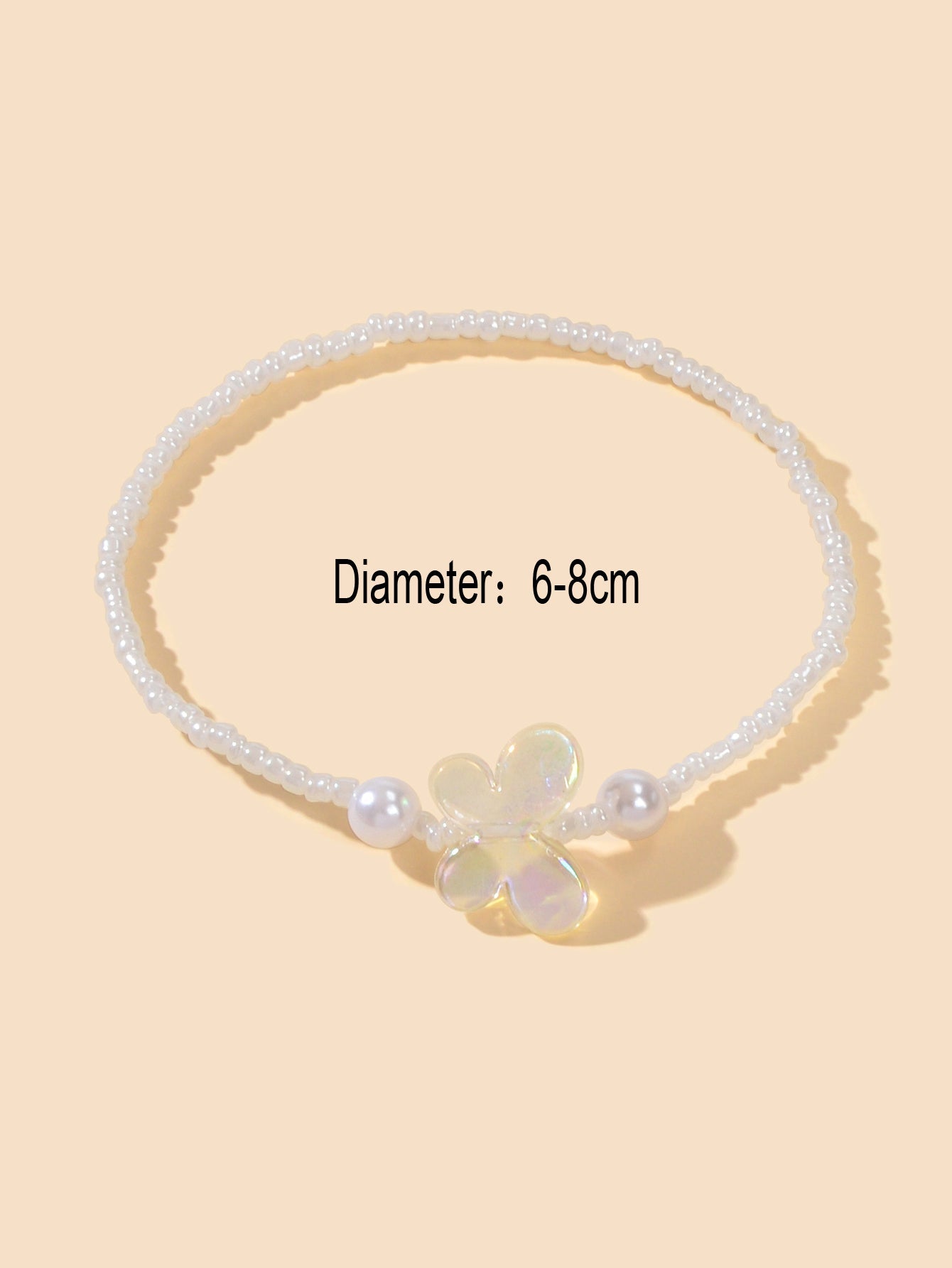 Ladies Jewellery Butterfly Decor Pearl Beads Retro Style Elastic Bracelet Bangle-2