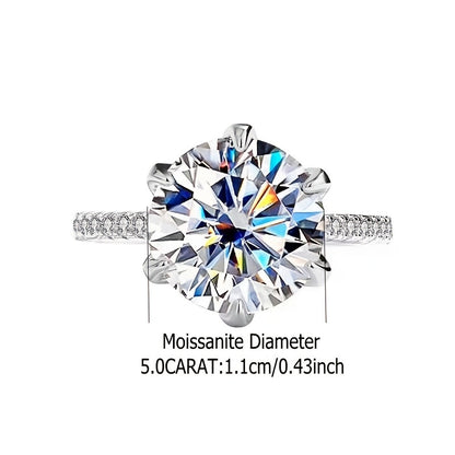 5ct Moissanite Ring 925 Sterling Silver Light Luxury Jewelry For Evening Party Perfect Proposal Gift For Your Girl With Certificate And Gift Box