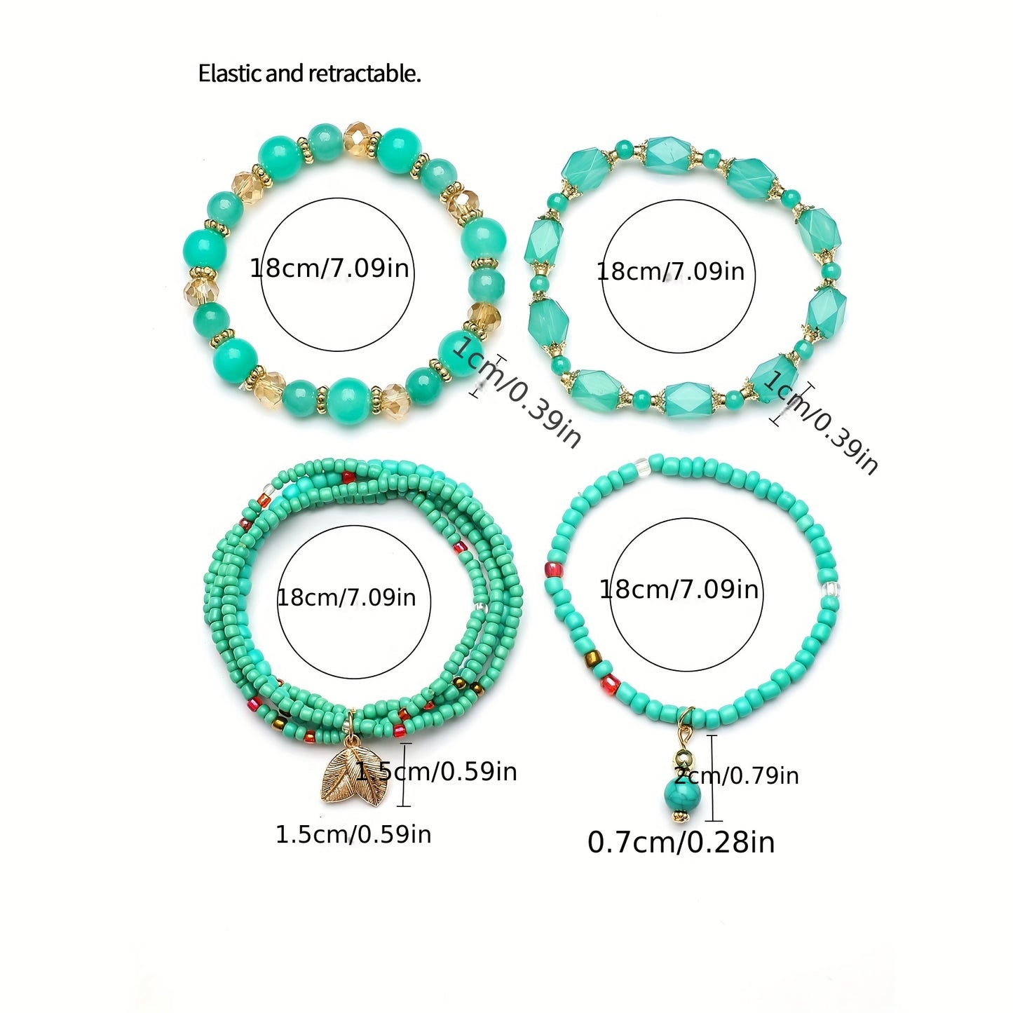 4pcs Rustic Bohemian Leaf Pendant Mens Bracelet Set - Stylish Vacation Jewelry with Adjustable Strings, Handmade Uniqueness for Trendsetters