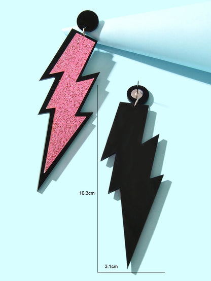 Sparkling Stylish Acrylic Lightning Statement Long Pendant Dangle Party Earrings-3