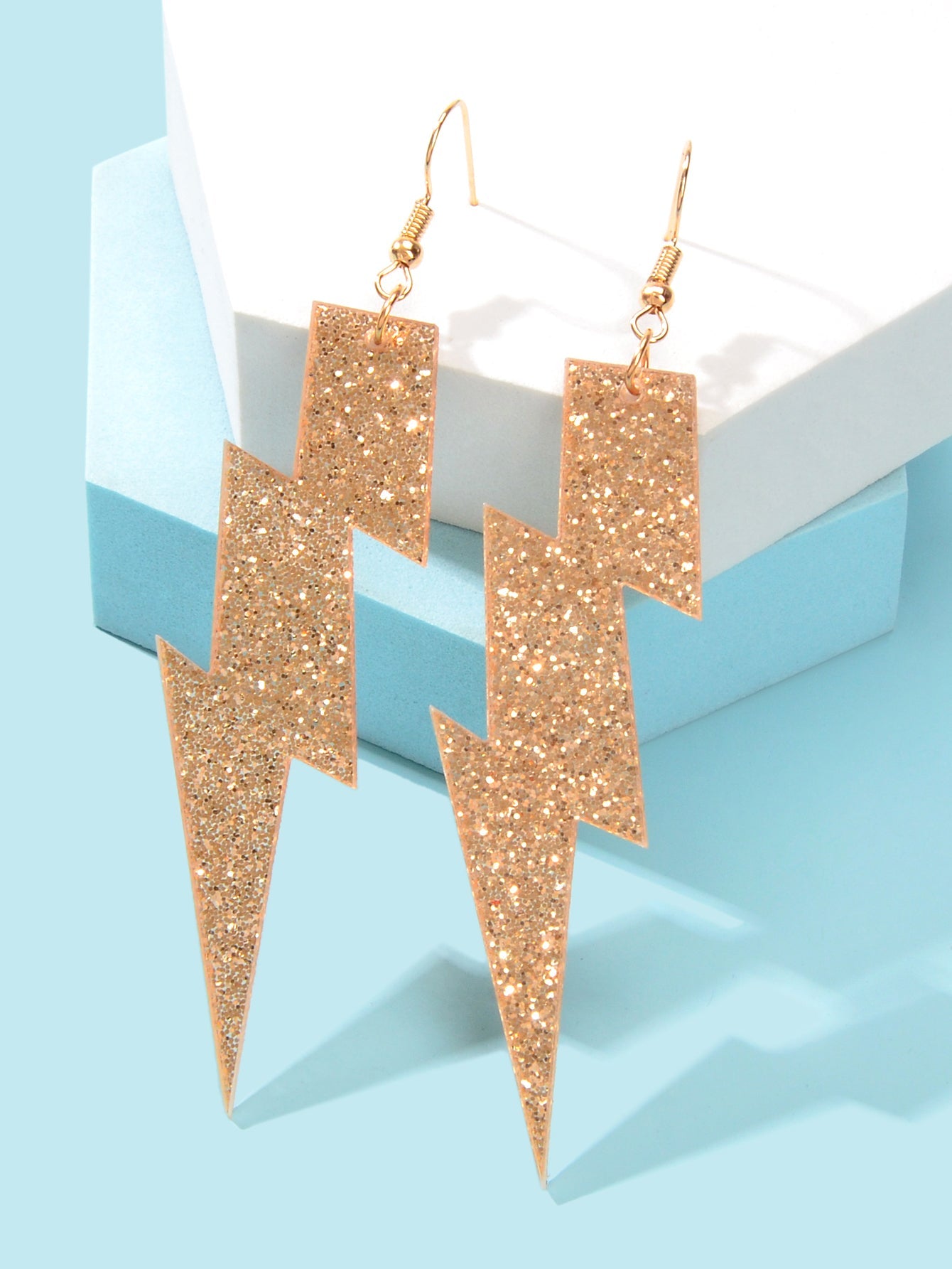 Sparkling Retro Party Acrylic Exaggerated Women Lightning Bolt Dangle Earrings-3