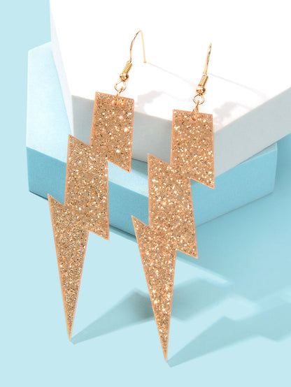 Sparkling Retro Party Acrylic Exaggerated Women Lightning Bolt Dangle Earrings-3