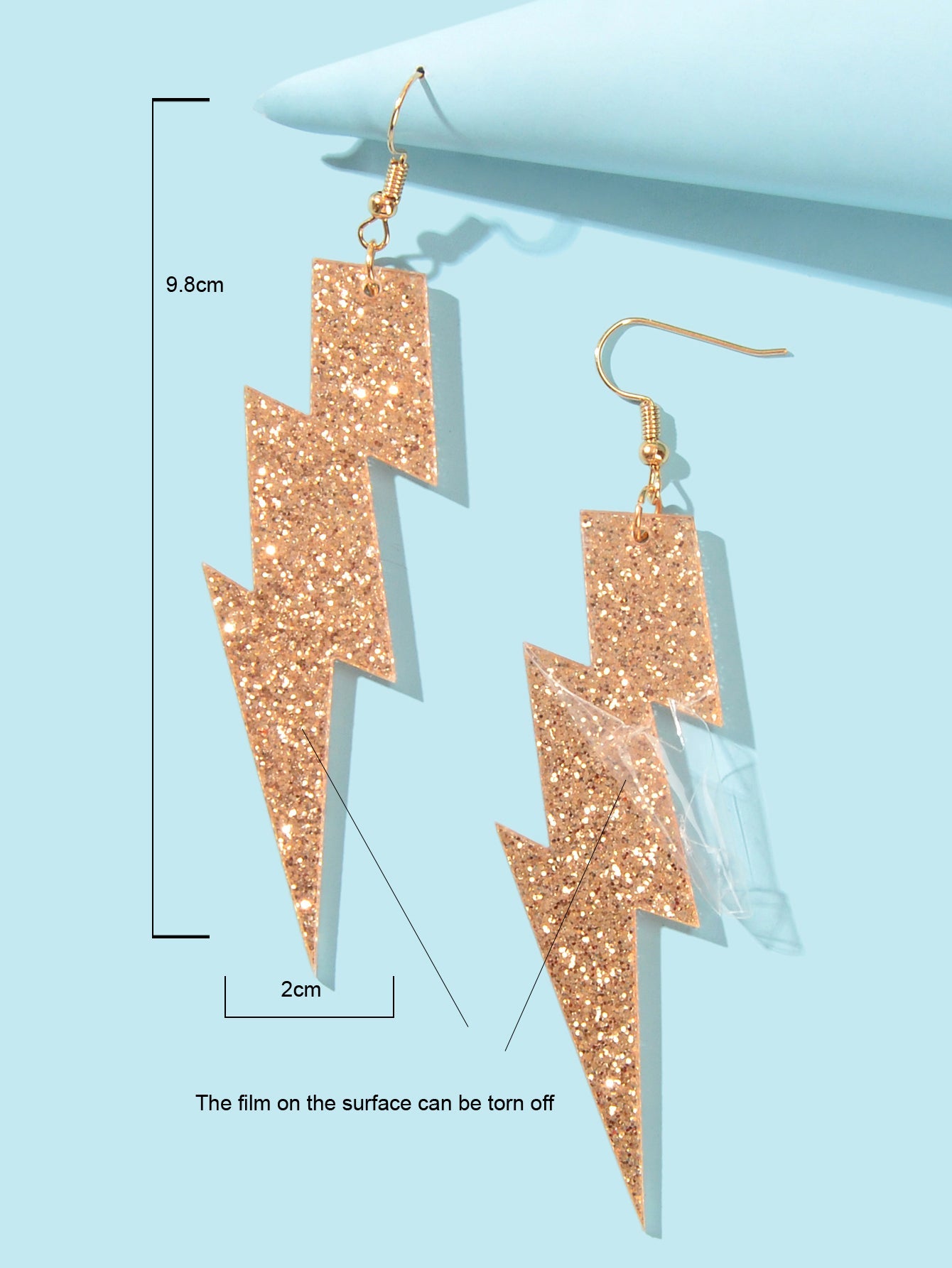 Sparkling Retro Party Acrylic Exaggerated Women Lightning Bolt Dangle Earrings-4