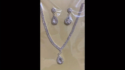 Wedding Veil Dress Necklace Evening Banquet Jewelry Set, Two-Piece Wedding Earrings and Necklace Set for Women