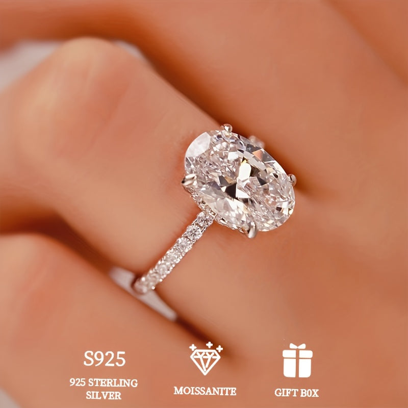 925 Sterling Silver 3ct Moissanite Ring Simple Elegant Ladies Banquet Wedding Sparkle Jewelry With Moissanite Certificate And Exquisite Gift Box
