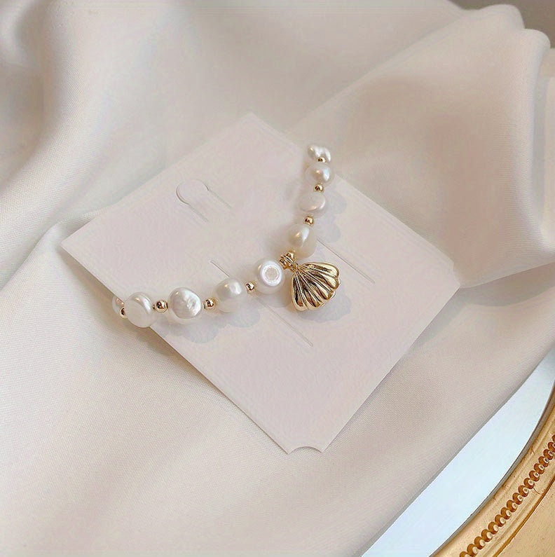 Baroque Summer Shell Freshwater Pearl Bracelet Ladies Beach Decor Jewelry Bracelet