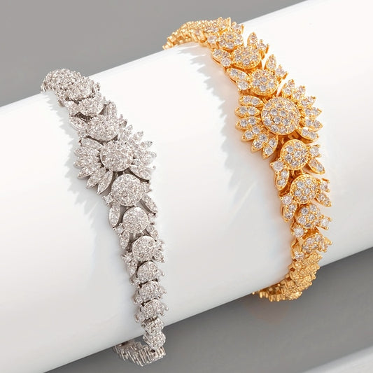 1PC Gorgeous Bracelet Weddings Flash Golden Plated Shiny Zircon Fashion Vintage Jewelry Accessories Valentine's Day Birthday Gift For Women/Man