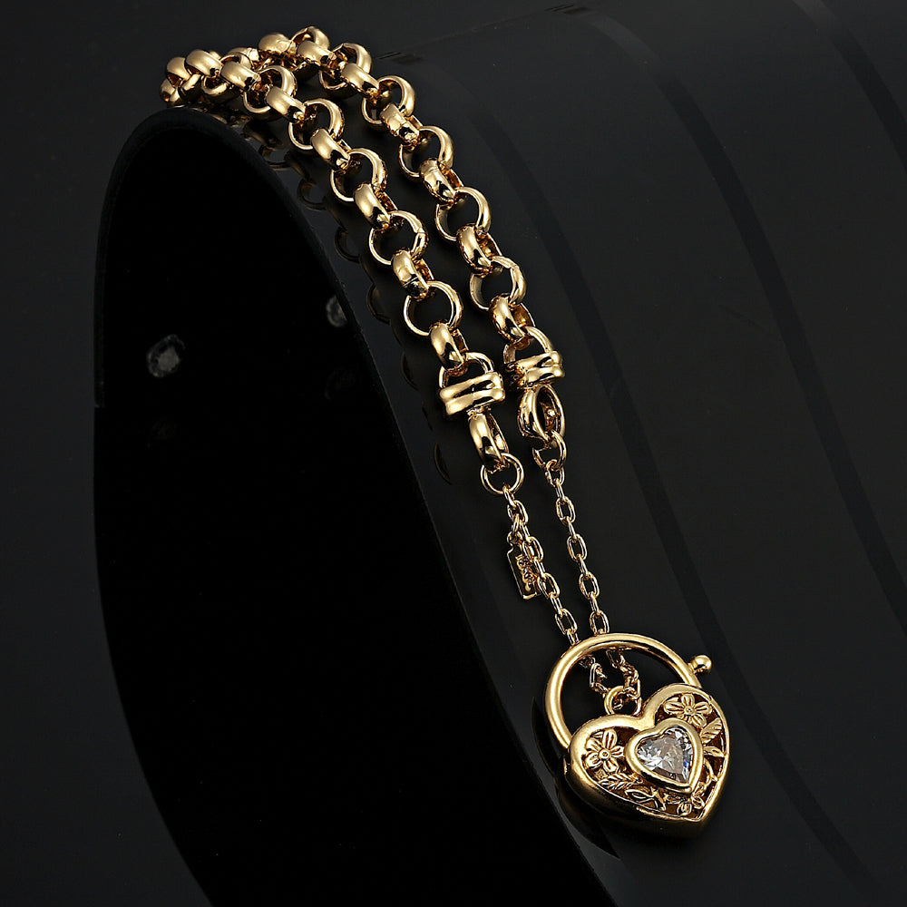 18ct Heavy Yellow Gold Plated 6mm Belcher Chain Bracelet with a Filigree Locket - USA Made