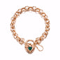 18ct Heavy Rose Gold Plated  10mm Belcher Chain Bracelet with a Green Filigree Locket - USA Made-0