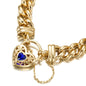 18ct Heavy Yellow Gold Plated 12mm Euro Curb Chain Bracelet with a Dark Blue Filigree Locket - USA Made-1