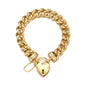 18ct Heavy Yellow Gold Plated 12mm Euro Curb Chain Bracelet Featuring a Plain Locket  - USA Made-1