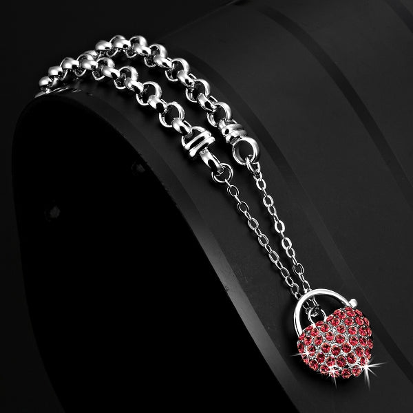 Solid 925 Sterling Silver Belcher Heart Locket Bracelet Featuring 44 Crystals by Swarovski®-2