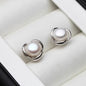 Genuine Freshwater Pearl Classic Swirl Stud Earrings-0
