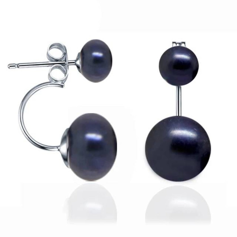 Double Drop Genuine Freshwater Pearl Earrings-2