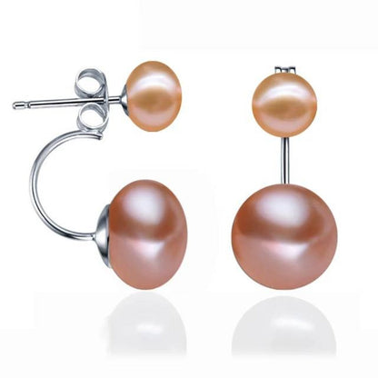 Double Drop Genuine Freshwater Pearl Earrings-1