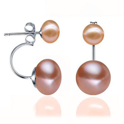 Double Drop Genuine Freshwater Pearl Earrings-6