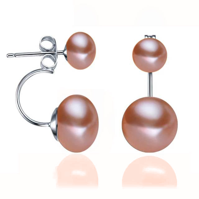 Double Drop Genuine Freshwater Pearl Earrings-8