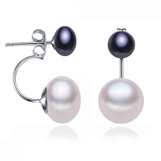 Double Drop Genuine Freshwater Pearl Earrings-0