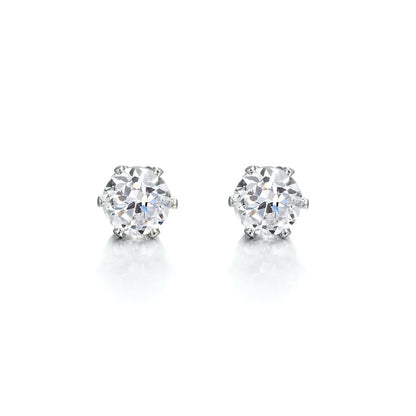 925 Sterling Silver Plated & Simulated Diamond Stud Earring - USA Made