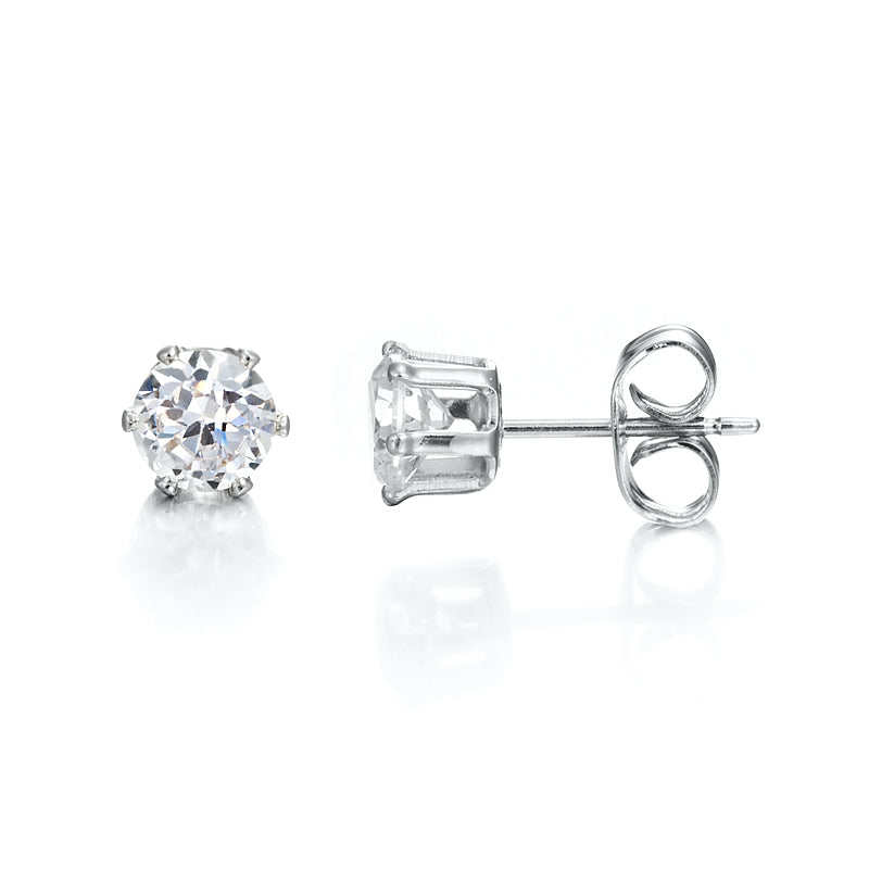 925 Sterling Silver Plated & Simulated Diamond Stud Earring - USA Made