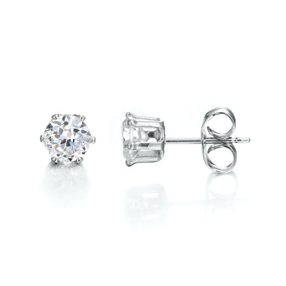 925 Sterling Silver Plated & Simulated Diamond Stud Earring - USA Made