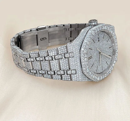 High Translucency VVS Real Diamond Moissanite Luxury Watches for Men Pointer Stainless Steel Passes High