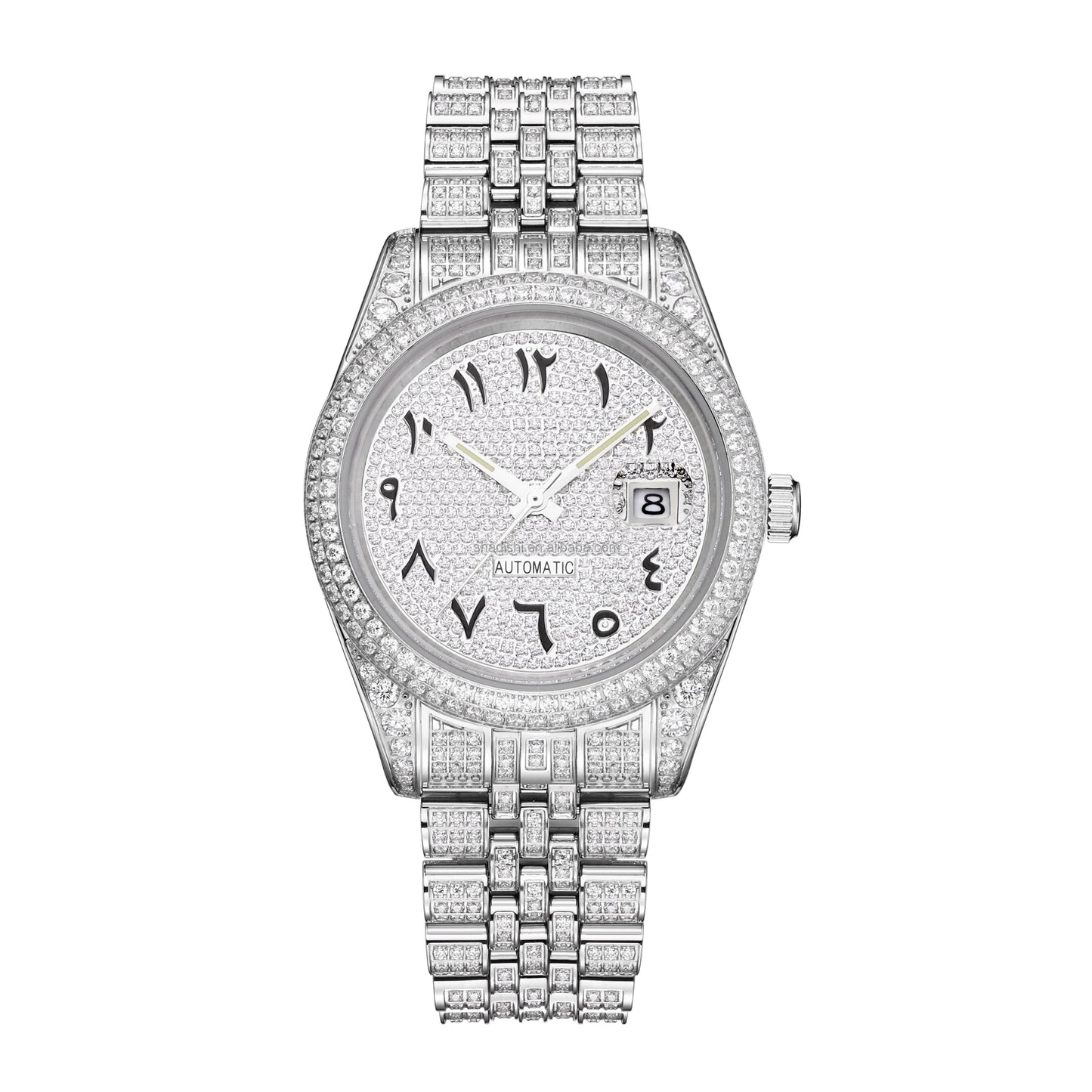 2025 New Luxury Automatic Men's Watch Chinese Production Charming Zircon Dial Special Arabic Numerals Glass Window Sporty Style